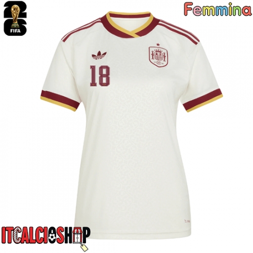 Spagna Martin Zubimendi #18 Seconda Maglia Femmina Mondiali 2026 Manica Corta